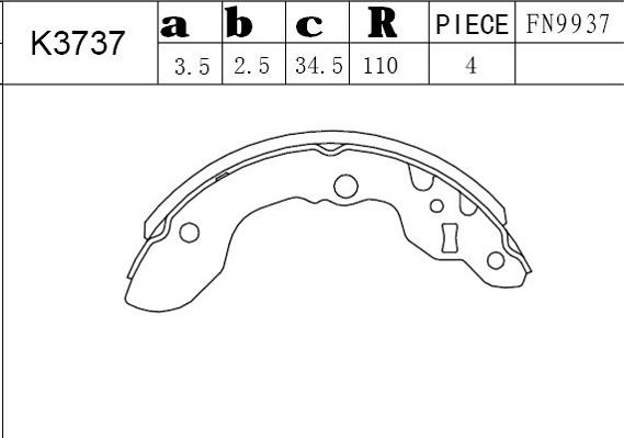 Asimco K3737 - Комплект гальм, барабанний механізм autozip.com.ua