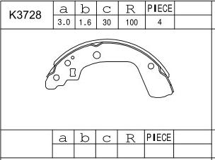 Asimco K3728 - Комплект гальм, барабанний механізм autozip.com.ua