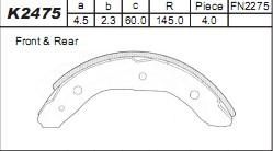 Asimco K2475 - Комплект гальм, барабанний механізм autozip.com.ua