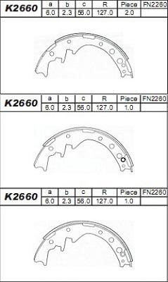 Asimco K2660 - Комплект гальм, барабанний механізм autozip.com.ua