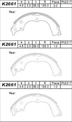 Asimco K2661 - Комплект гальм, барабанний механізм autozip.com.ua