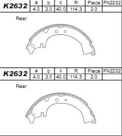 Asimco K2632 - Комплект гальм, барабанний механізм autozip.com.ua