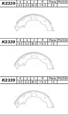 Asimco K2339 - Комплект гальм, барабанний механізм autozip.com.ua