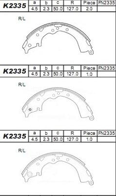 Asimco K2335 - Комплект гальм, барабанний механізм autozip.com.ua