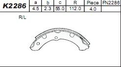 Asimco K2286 - Комплект гальм, барабанний механізм autozip.com.ua
