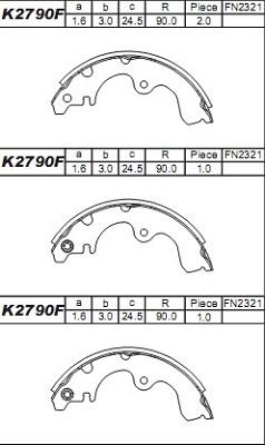 Asimco K2790F - Комплект гальм, барабанний механізм autozip.com.ua