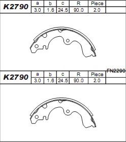 Asimco K2790 - Комплект гальм, барабанний механізм autozip.com.ua