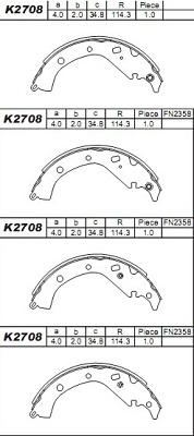 Asimco K2708 - Комплект гальм, барабанний механізм autozip.com.ua