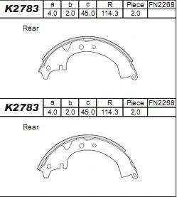 Asimco K2783 - Комплект гальм, барабанний механізм autozip.com.ua