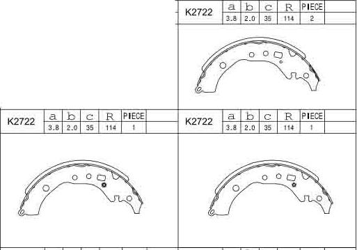 Asimco K2722 - Комплект гальм, барабанний механізм autozip.com.ua