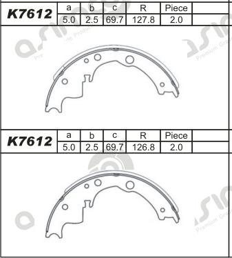 Asimco K7612 - Комплект гальм, барабанний механізм autozip.com.ua