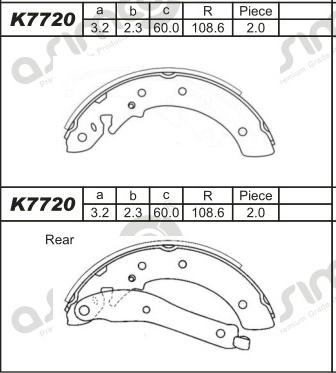 Asimco K7720 - Комплект гальм, барабанний механізм autozip.com.ua