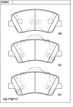 Asimco KD9091 - Гальмівні колодки, дискові гальма autozip.com.ua