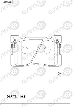 Asimco KD9069 - Гальмівні колодки, дискові гальма autozip.com.ua