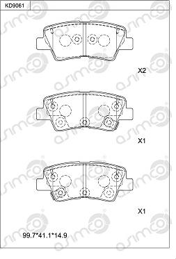 Asimco KD9061 - Гальмівні колодки, дискові гальма autozip.com.ua