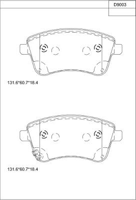 Asimco KD9003 - Гальмівні колодки, дискові гальма autozip.com.ua