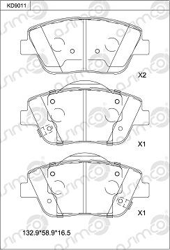 Asimco KD9011 - Гальмівні колодки, дискові гальма autozip.com.ua