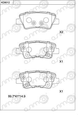 Asimco KD9012 - Гальмівні колодки, дискові гальма autozip.com.ua