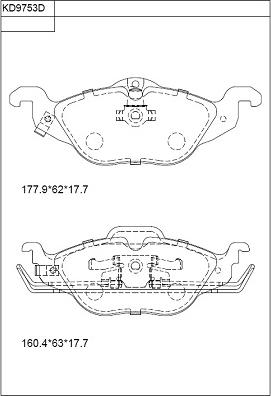 Asimco KD9753D - Гальмівні колодки, дискові гальма autozip.com.ua