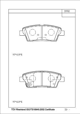 Asimco KD9782 - Гальмівні колодки, дискові гальма autozip.com.ua