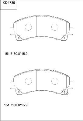 Asimco KD4739 - Гальмівні колодки, дискові гальма autozip.com.ua