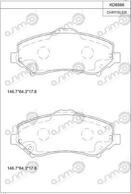 Asimco KD6566 - Гальмівні колодки, дискові гальма autozip.com.ua