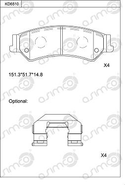 Asimco KD6510 - Гальмівні колодки, дискові гальма autozip.com.ua