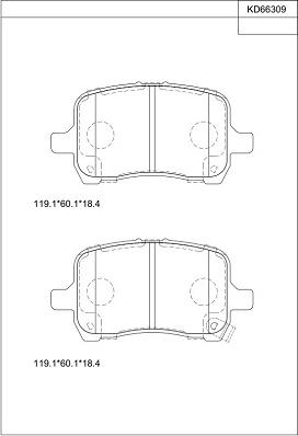 Asimco KD66309 - Гальмівні колодки, дискові гальма autozip.com.ua