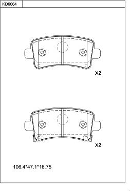 Asimco KD6064 - Гальмівні колодки, дискові гальма autozip.com.ua