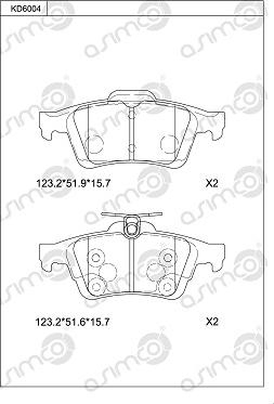 Asimco KD6004 - Гальмівні колодки, дискові гальма autozip.com.ua