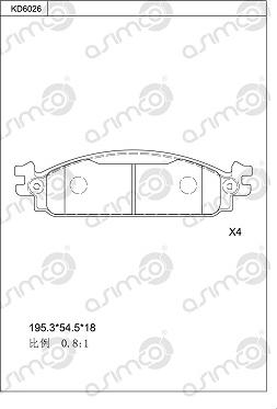 Asimco KD6026 - Гальмівні колодки, дискові гальма autozip.com.ua