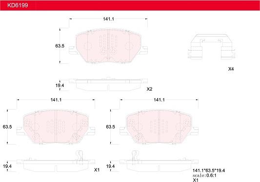 Asimco KD6199 - Гальмівні колодки, дискові гальма autozip.com.ua