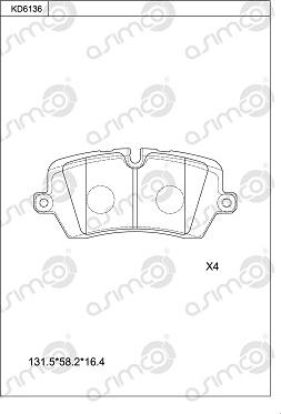 Asimco KD6136 - Гальмівні колодки, дискові гальма autozip.com.ua