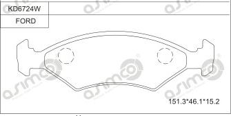 Asimco KD6724W - Гальмівні колодки, дискові гальма autozip.com.ua