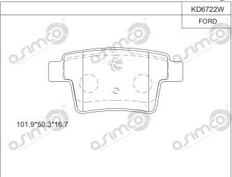 Asimco KD6722W - Гальмівні колодки, дискові гальма autozip.com.ua