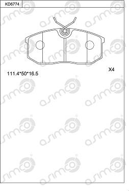 Asimco KD6774 - Гальмівні колодки, дискові гальма autozip.com.ua