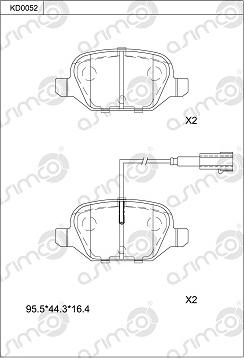 Asimco KD0052 - Гальмівні колодки, дискові гальма autozip.com.ua