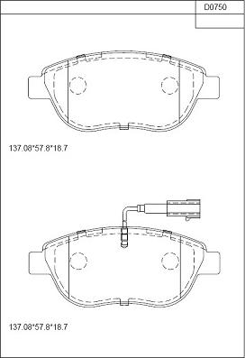 Asimco KD0750 - Гальмівні колодки, дискові гальма autozip.com.ua