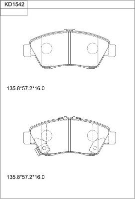 Asimco KD1542 - Гальмівні колодки, дискові гальма autozip.com.ua