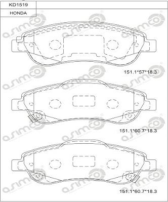 Asimco KD1519 - Гальмівні колодки, дискові гальма autozip.com.ua