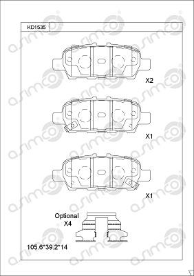 Asimco KD1535 - Гальмівні колодки, дискові гальма autozip.com.ua