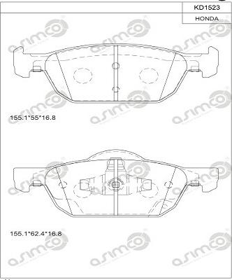 Asimco KD1523 - Гальмівні колодки, дискові гальма autozip.com.ua