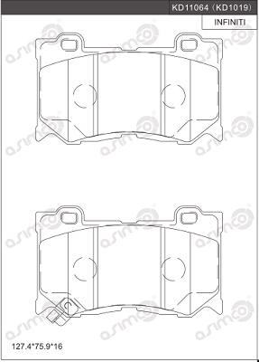 Asimco KD1019 - Гальмівні колодки, дискові гальма autozip.com.ua