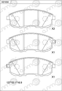 Asimco KD1034 - Гальмівні колодки, дискові гальма autozip.com.ua