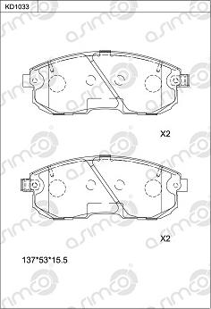 Asimco KD1033 - Гальмівні колодки, дискові гальма autozip.com.ua