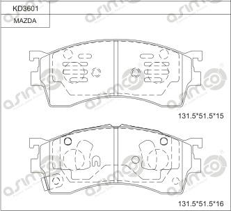 Asimco KD3601 - Гальмівні колодки, дискові гальма autozip.com.ua