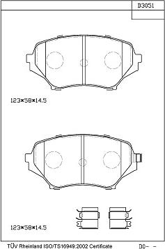 Asimco KD3051 - Гальмівні колодки, дискові гальма autozip.com.ua