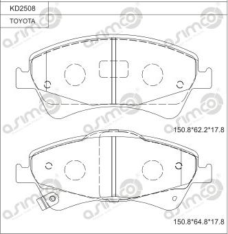 Asimco KD2508 - Гальмівні колодки, дискові гальма autozip.com.ua