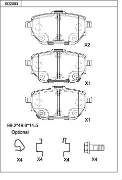 Asimco KD2093 - Гальмівні колодки, дискові гальма autozip.com.ua