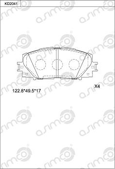 Asimco KD2041 - Гальмівні колодки, дискові гальма autozip.com.ua